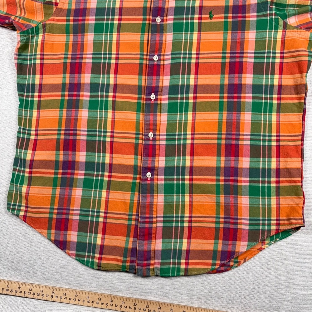 Ralph Lauren Classic Fit Shirt Mens XL Orange Green Cotton Long Sleeve Button - Picture 6 of 12